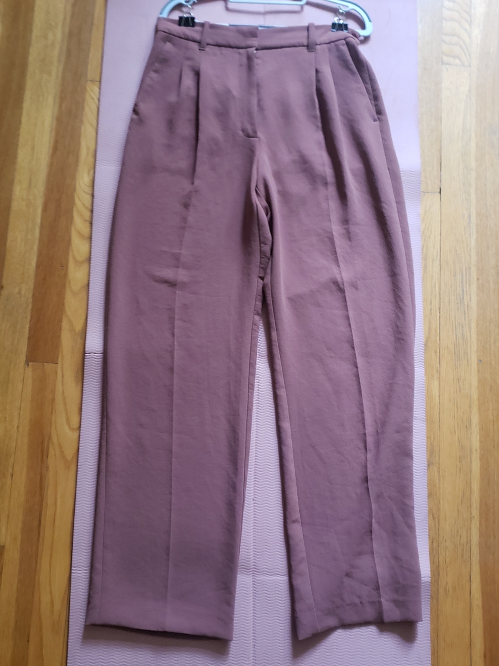 Aritzia Wilfred Effortless Pant Mauve Pink High Waisted Wide Leg Crepe 10 / 8